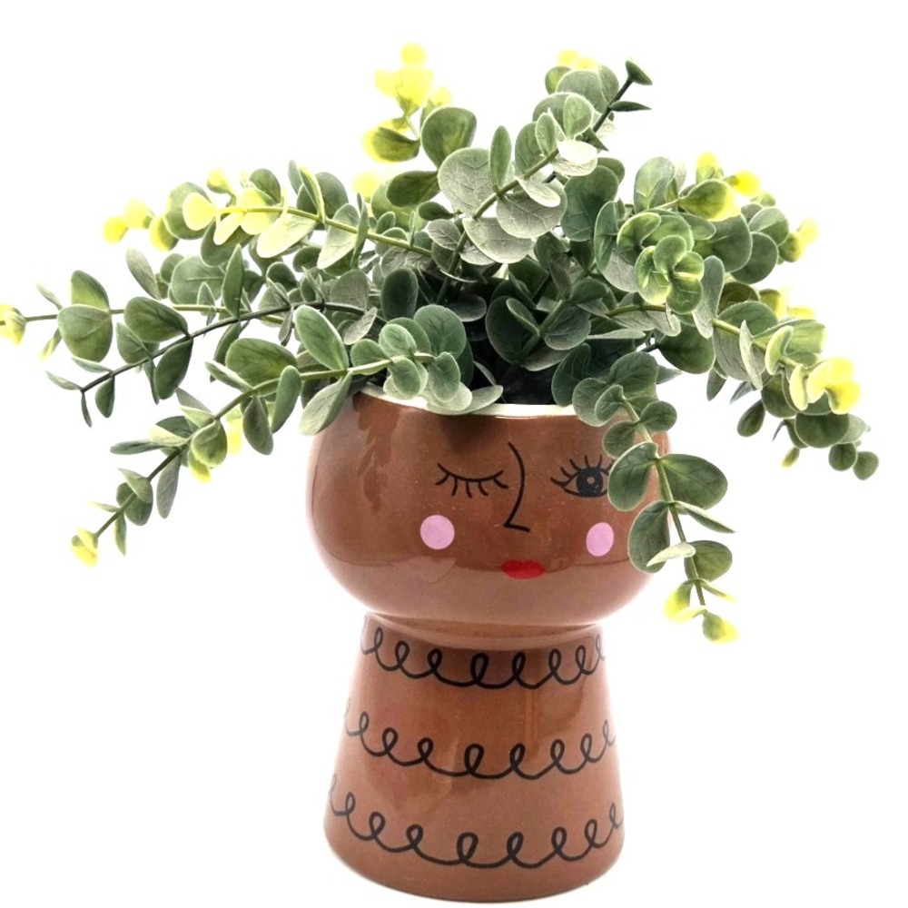 Ceramic Face Head Planter Pot  Vase  7" Tall‎  RETRO